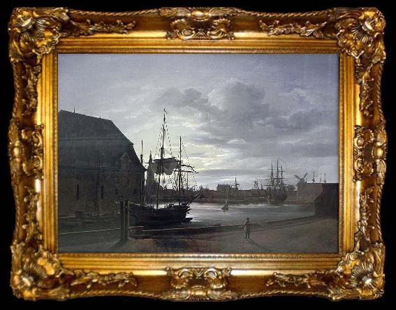 framed  Johan Christian Dahl Frederiksholms Canal in Copenhagen with Christian IV